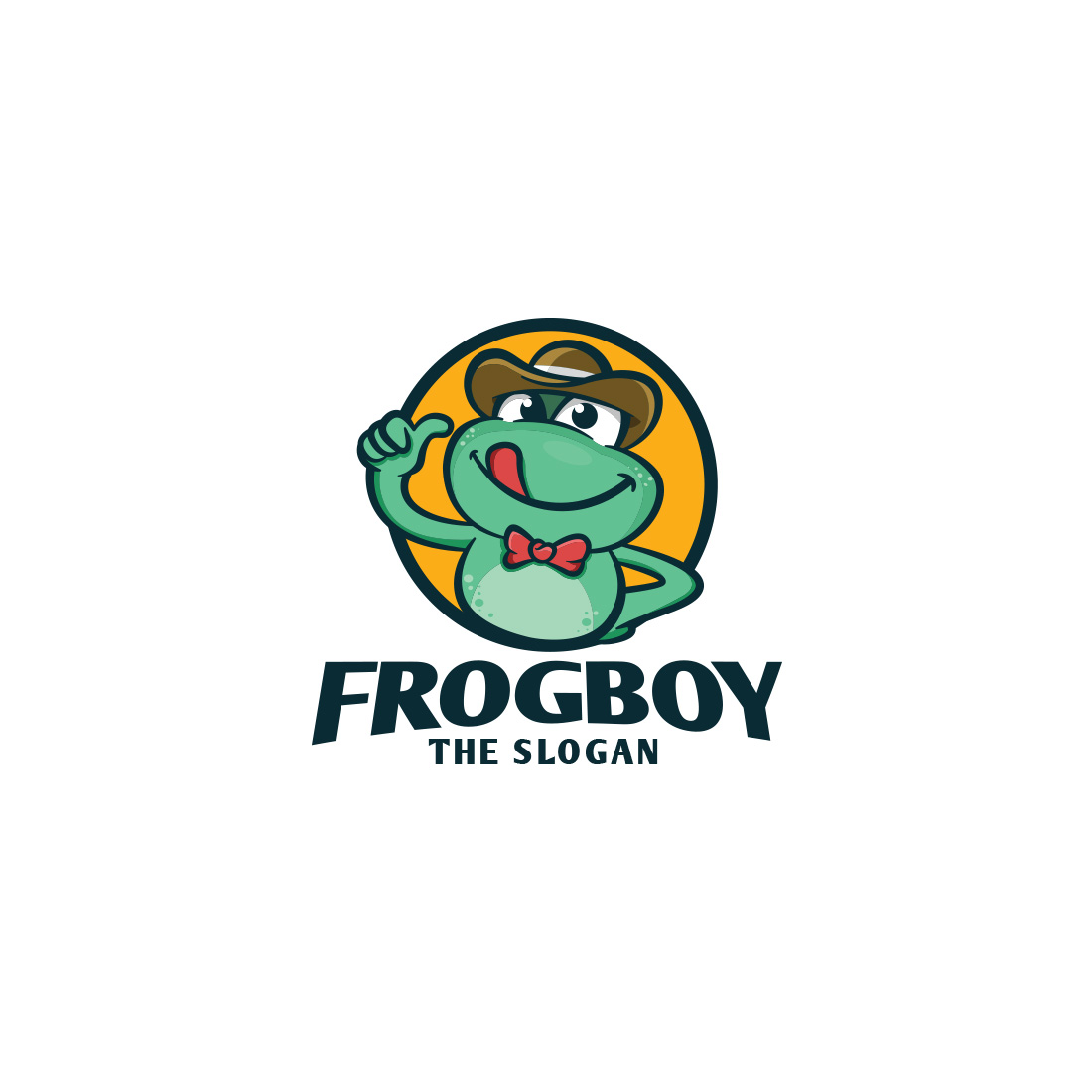 Frog Boy Character Logo Design preview image.