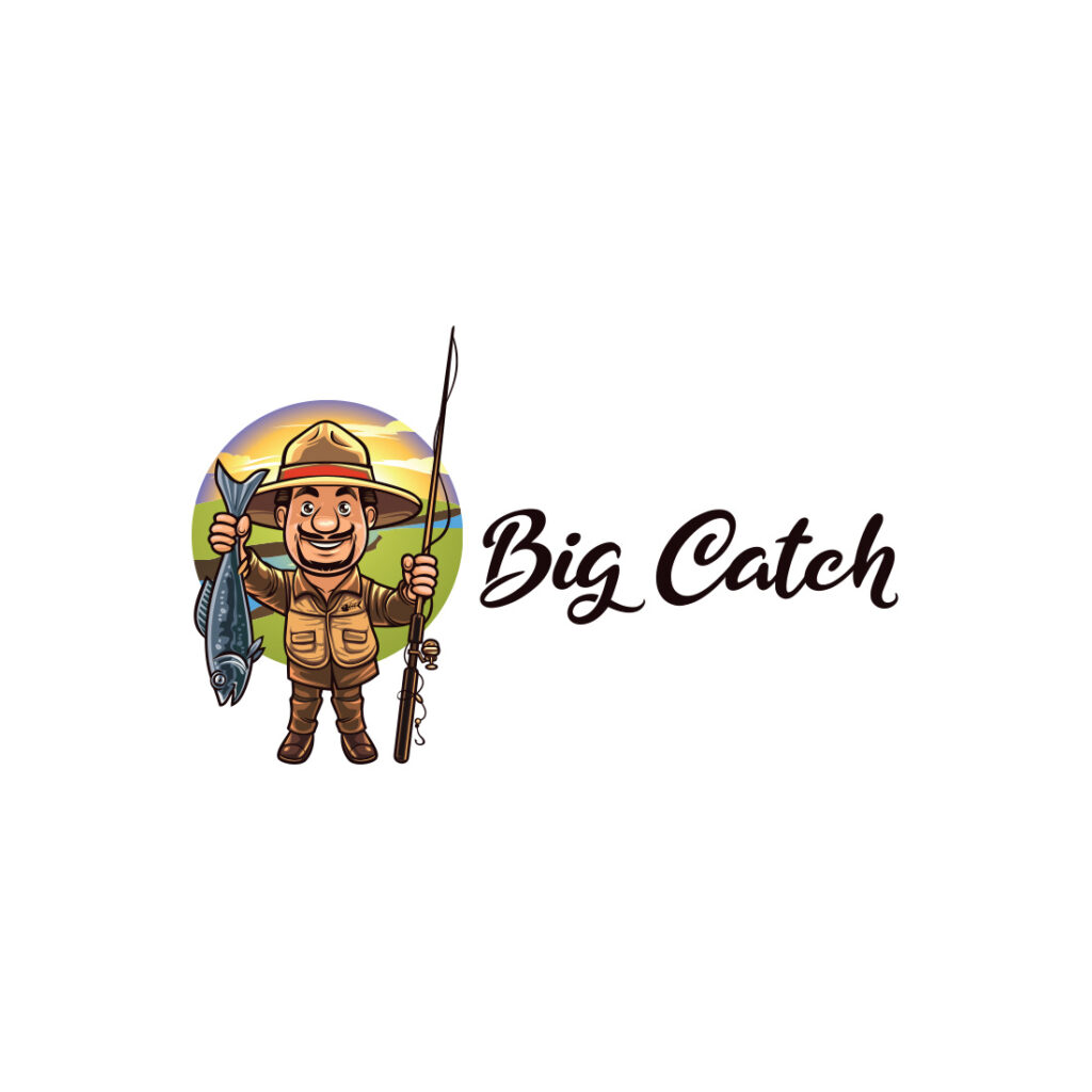 Angler Character Mascot Logo Design - MasterBundles