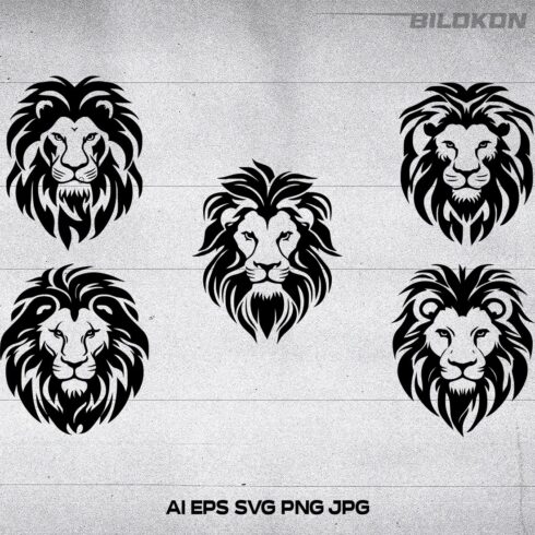 Lion head logo icon, lion face vector Illustration, on a isolated background, SVG cover image.