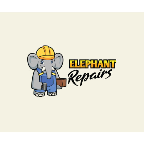 Elephant Repair Cartoon Mascot Logo cover image.