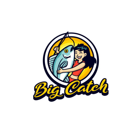 Big Catch - Angler Girl Character Mascot Logo cover image.
