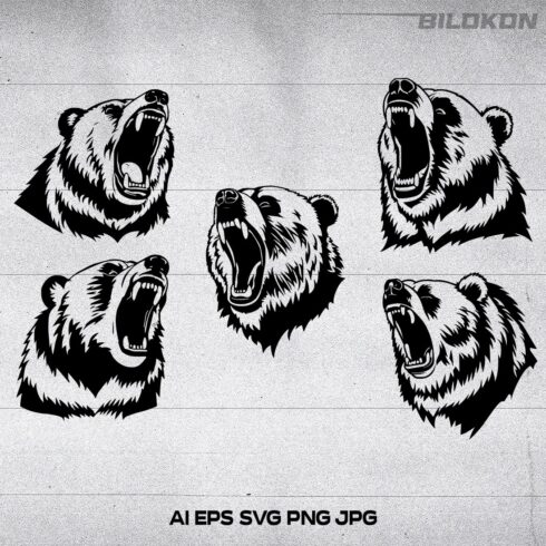 Angry bear head icon, bear head logo, Illustration, SVG Vector cover image.