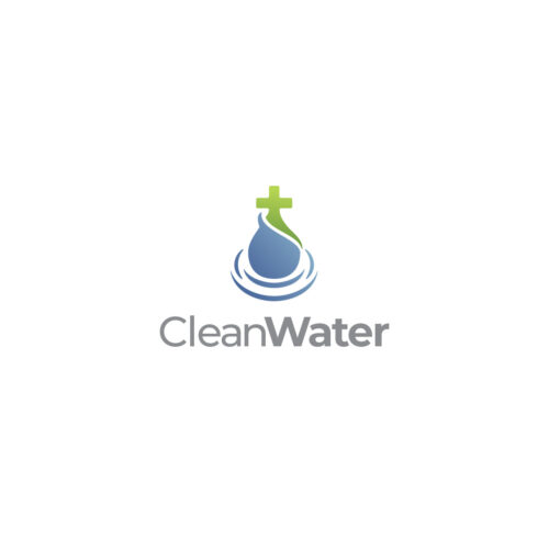 Clean Water - Water Drop And Cross Logo cover image.