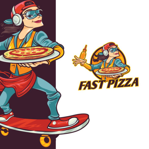 Fast Pizza Delivery Logo cover image.