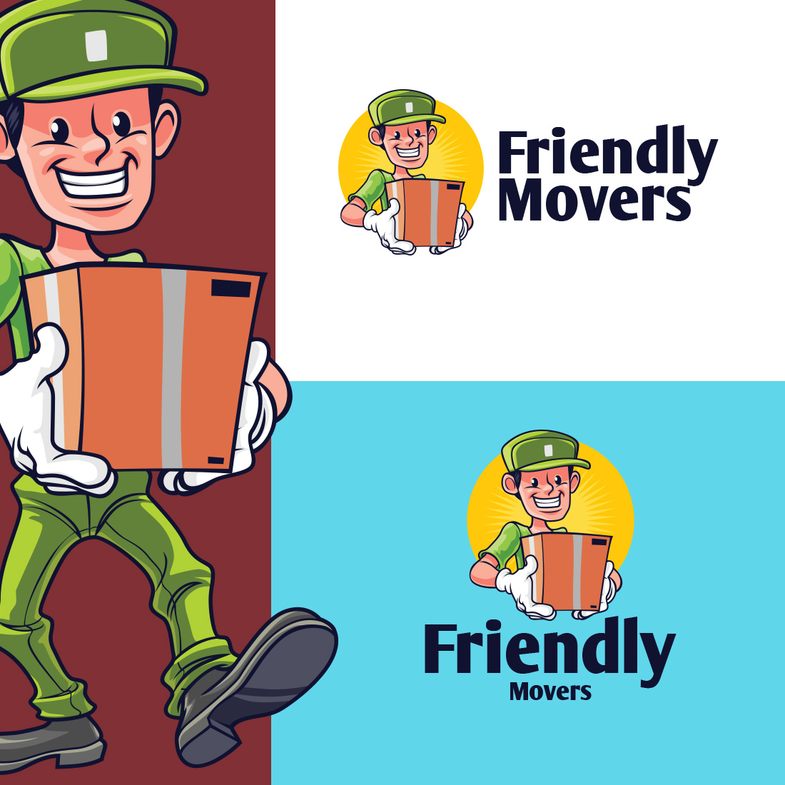 Frendly Mover Character Logo Design cover image.