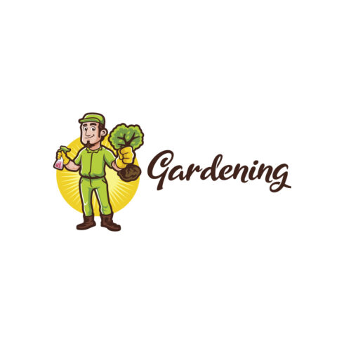 Cartoon Gardener Character Logo Design cover image.