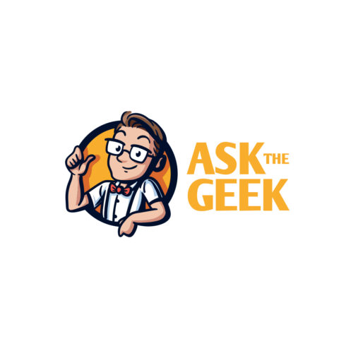 Ask The Geek - Geek Character Mascot Logo cover image.