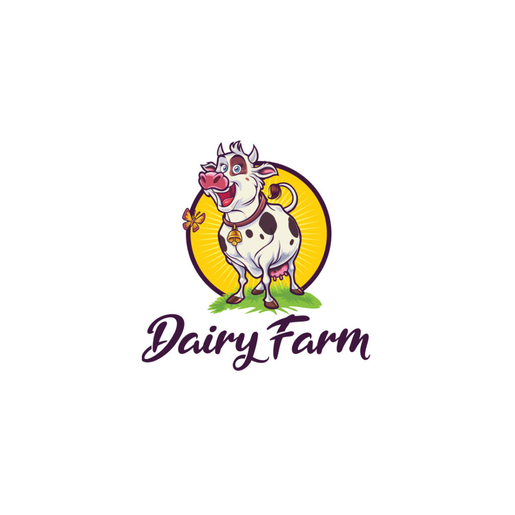 Happy Cow - Dairy Farm Logo Design - MasterBundles