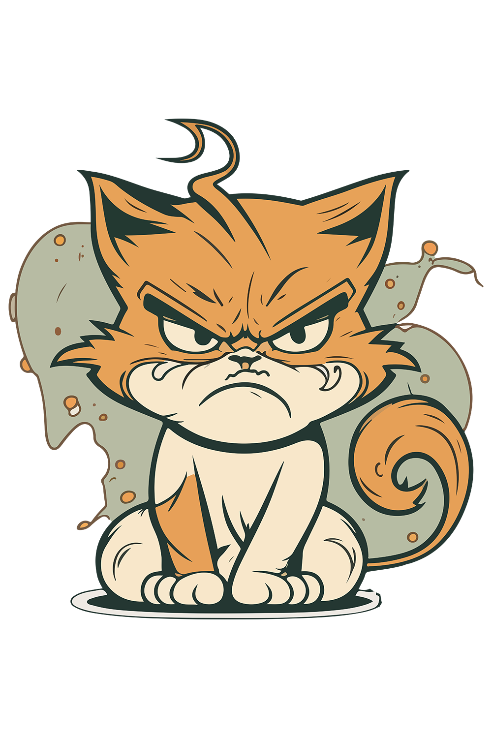 Cartoon cat with a sad look on its face.