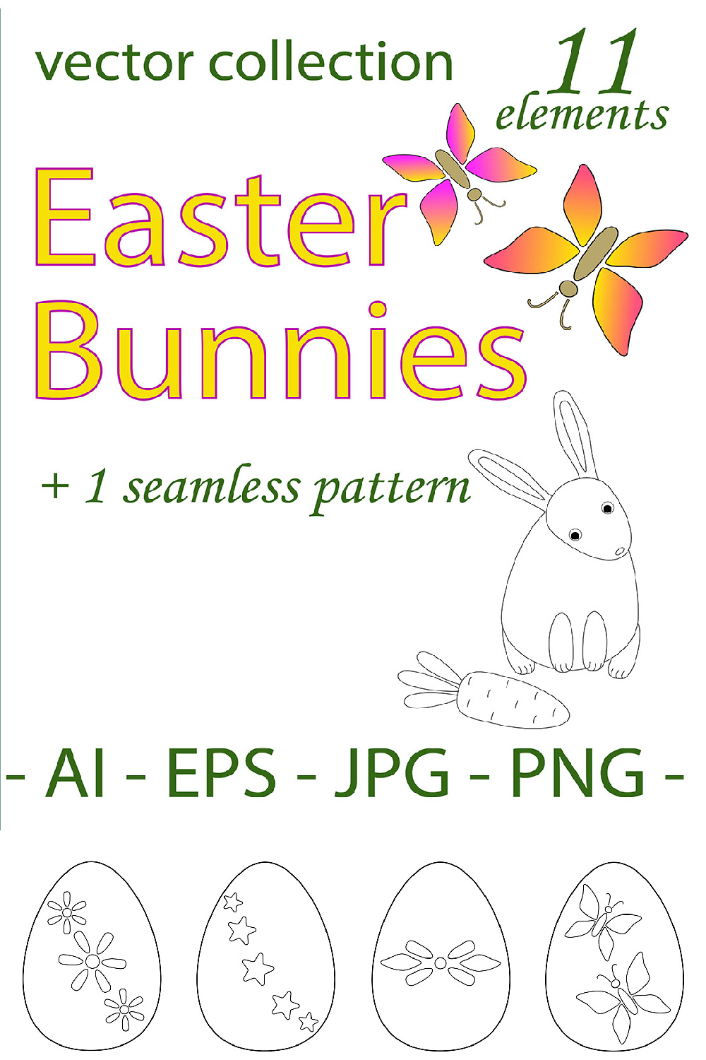 Easter Bunnies pinterest preview image.