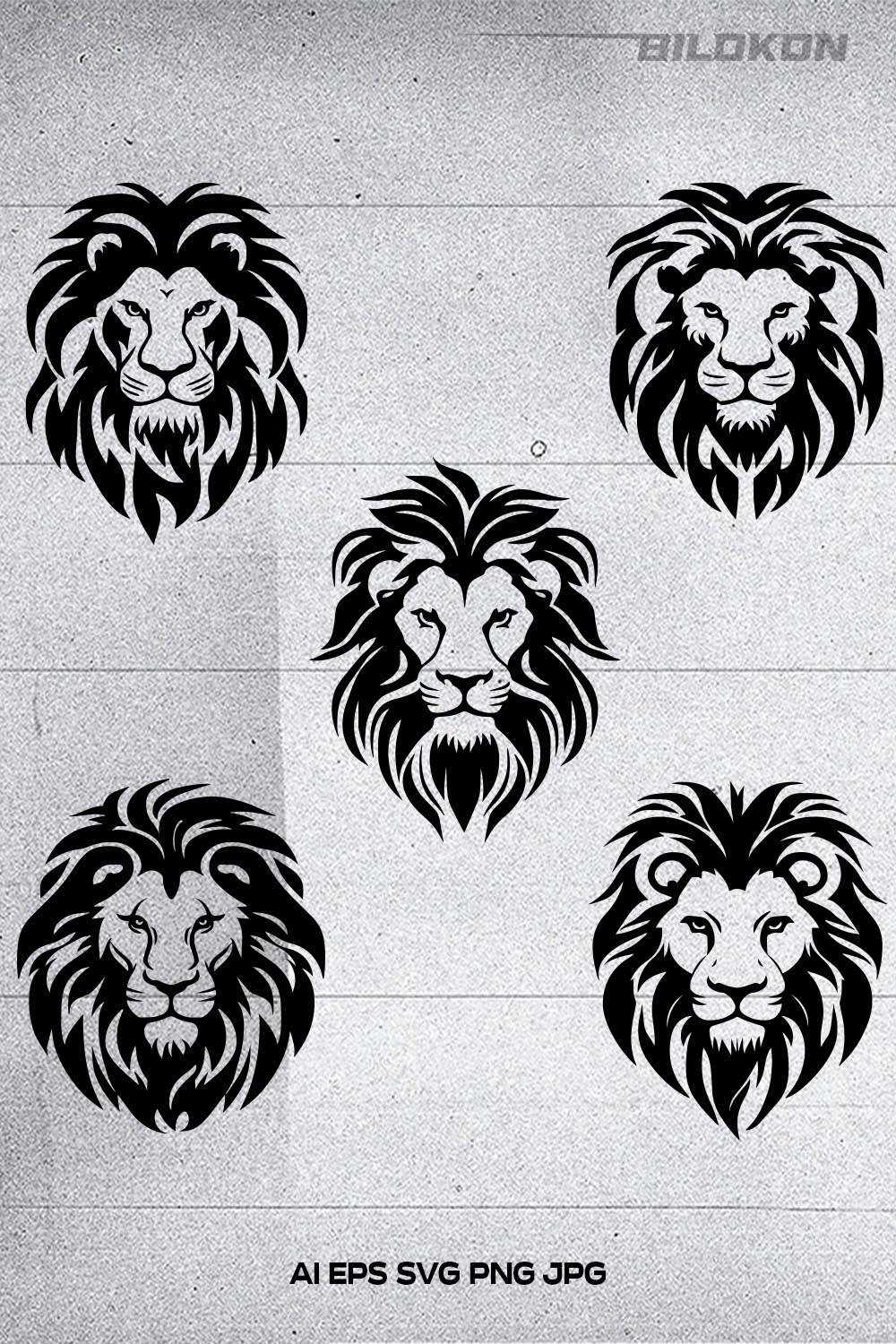 Lion head logo icon, lion face vector Illustration, on a isolated background, SVG pinterest preview image.
