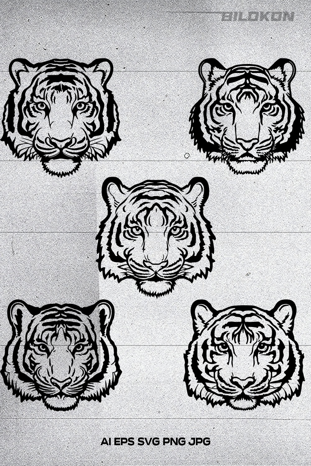 Tiger head, Tiger face, SVG Vector Illustration pinterest preview image.