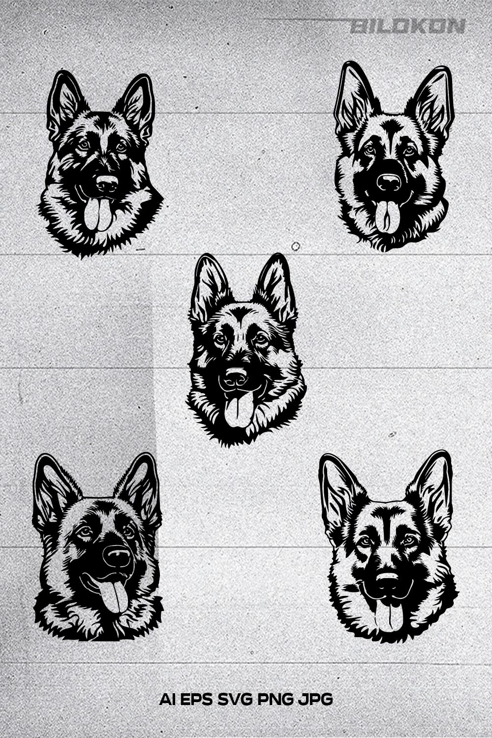 German Shepherd Dog Vector illustration SVG Bundle pinterest preview image.