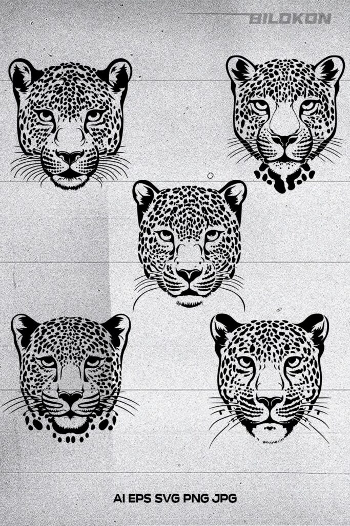 Leopard head Vector Illustration, leopard face, , SVG - MasterBundles