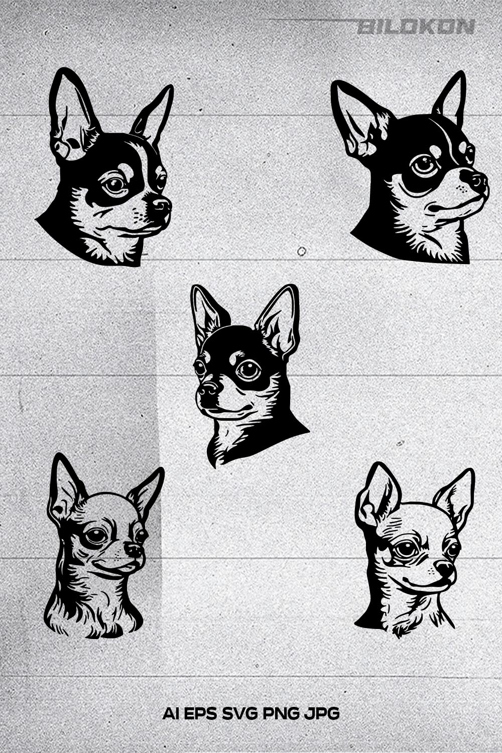 Chihuahua dog face, SVG, Vector, Illustration pinterest preview image.