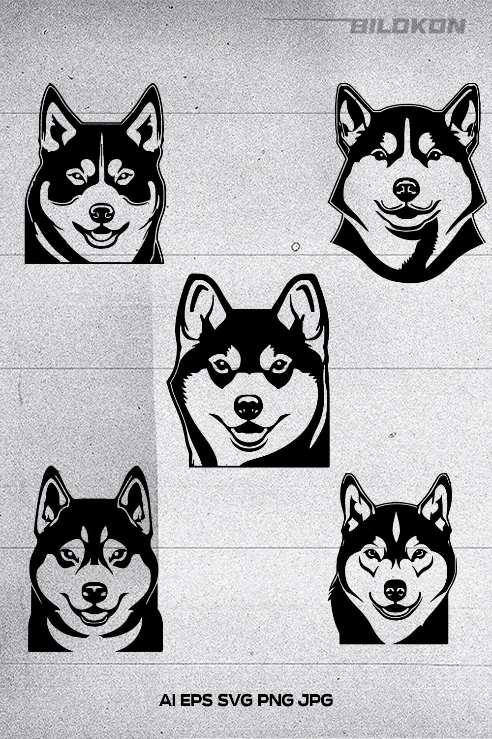 Shiba Inu dog face, SVG, Vector, Illustration pinterest preview image.