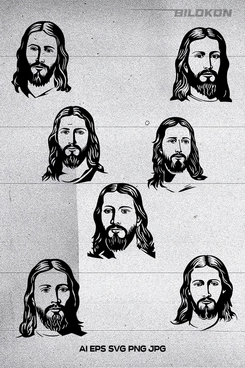 Jesus Vector, Jesus Face illustration , SVG Bundle pinterest preview image.