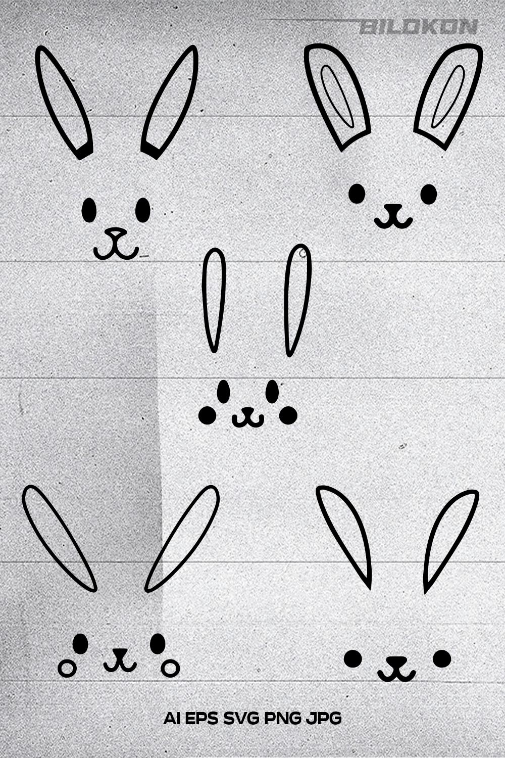 Cartoon Bunny head set icon, Vector illustration, SVG pinterest preview image.