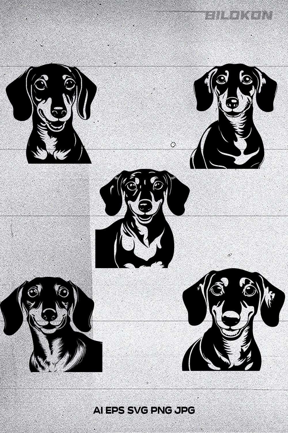 Dachshund dog face, SVG, Vector, Illustration pinterest preview image.