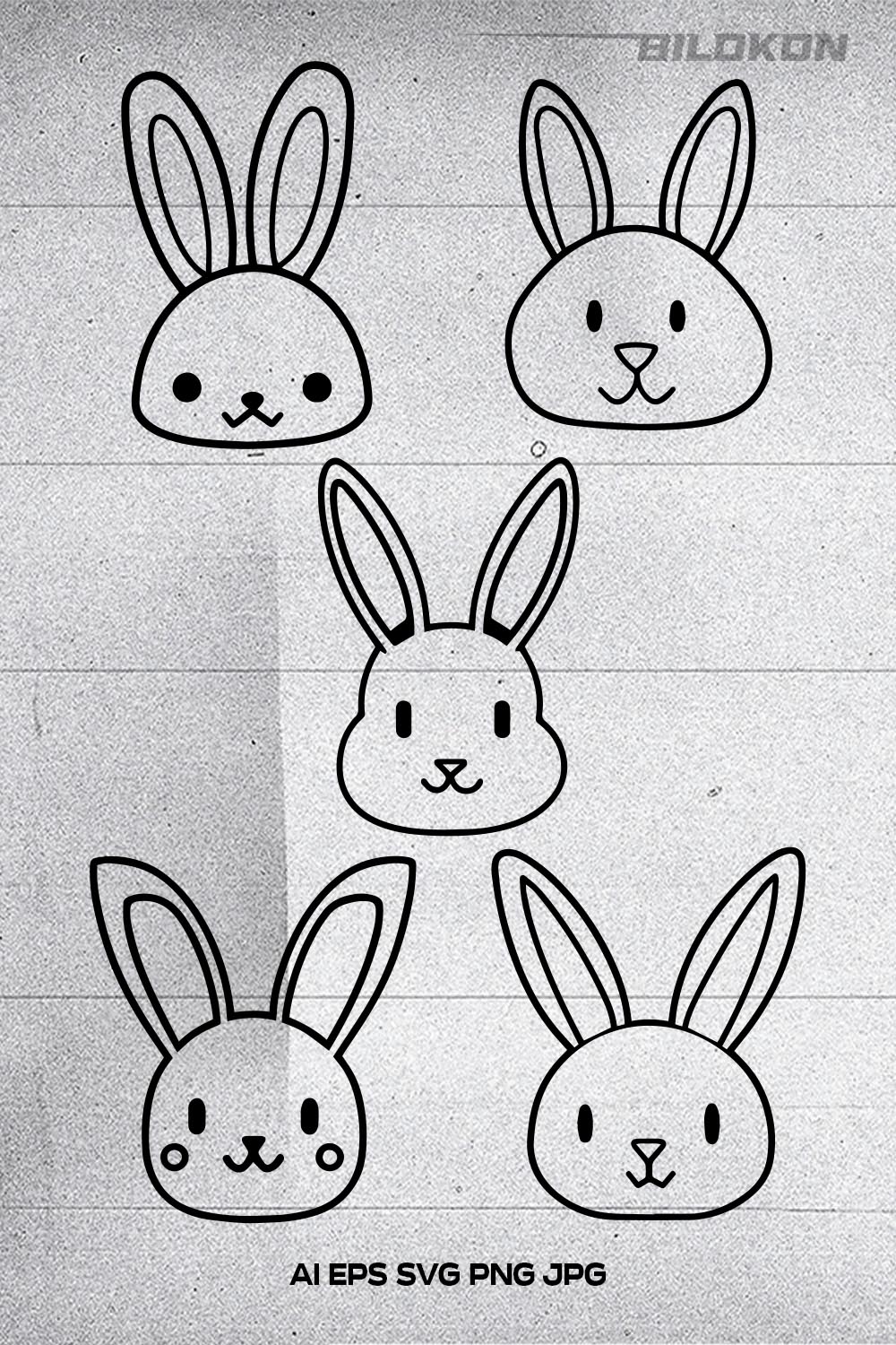 Cartoon Bunny head set icon, Vector illustration, SVG pinterest preview image.