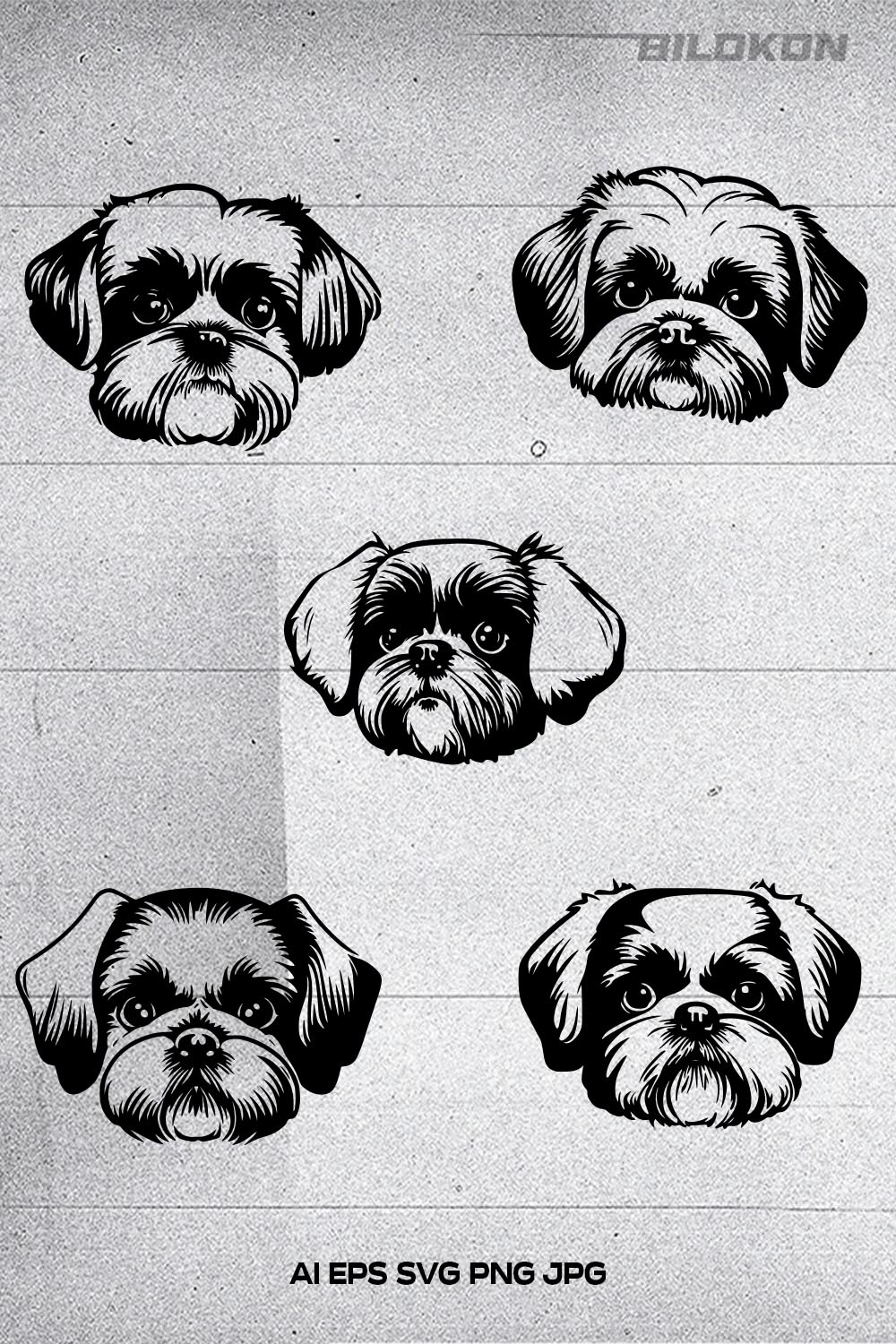 Shih tzu dog face , SVG, Vector, Illustration pinterest preview image.