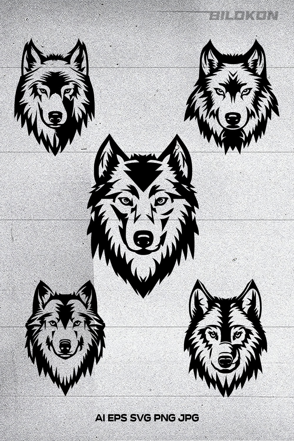 Wolf Head logo, wolf head icon, SVG Vector Illustration pinterest preview image.