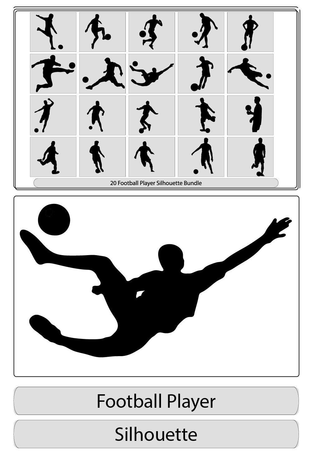 A set of vector set of football, soccer players,Soccer players, group of footballers pinterest preview image.