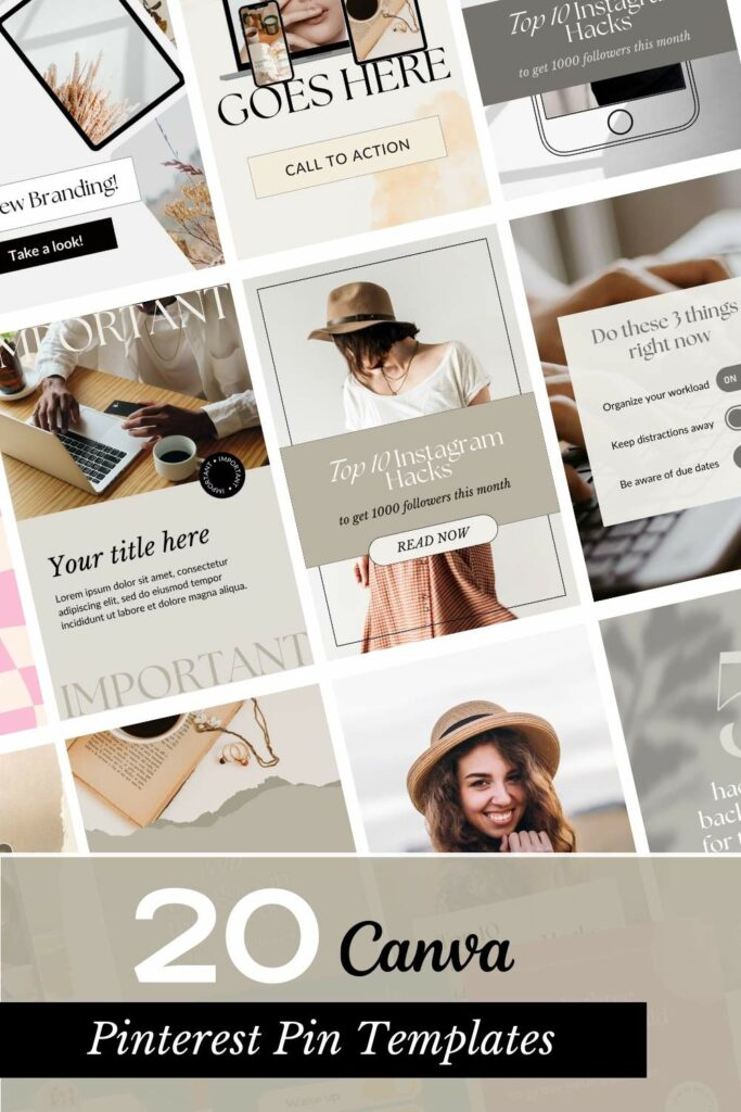 Minimal Pinterest Pins Canva Template - MasterBundles