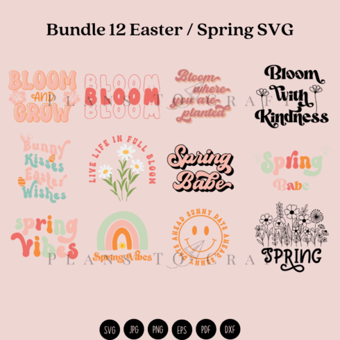Bundle 12 Spring SVG for Cutting Files and Sublimation cover image.