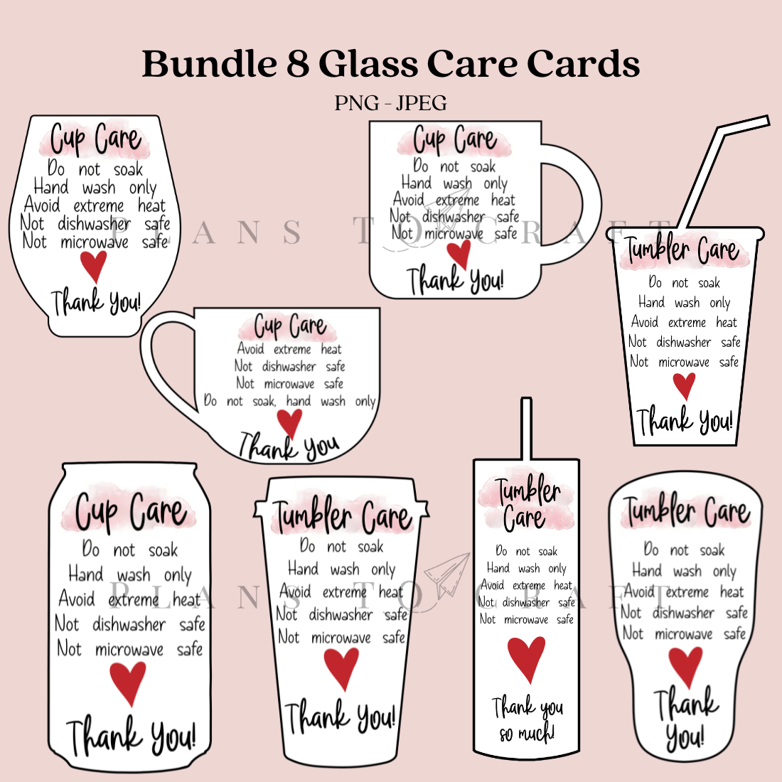 Bundle 8 Glass Care Cards Instruction - MasterBundles