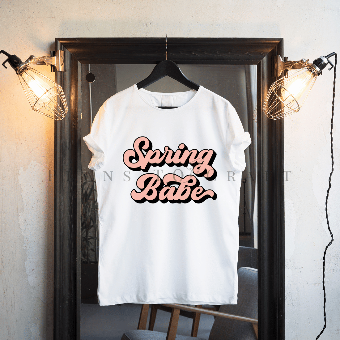 White t - shirt that says spring babe on it.