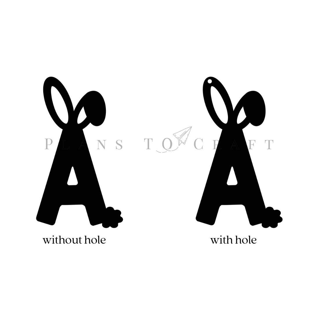 Two black letters with a bow and a without hole.