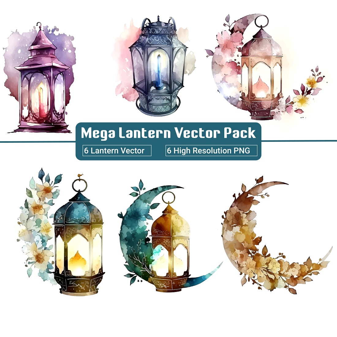 Vector Lantern Collection For Ramadan And Eid Celebration Design cover image.