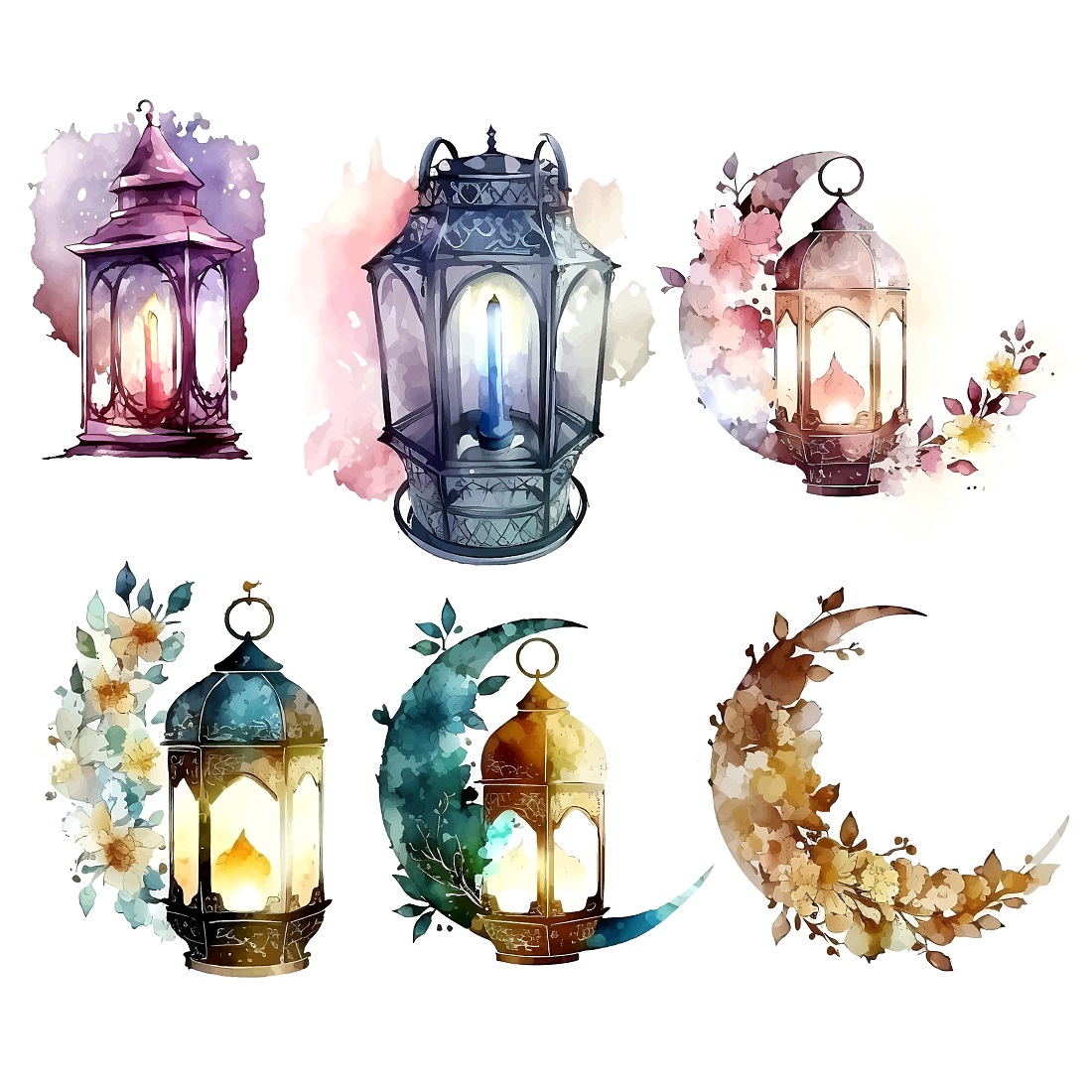 Vector Lantern Collection For Ramadan And Eid Celebration Design preview image.