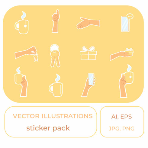 Vector illustrations set (Sticker pack) cover image.