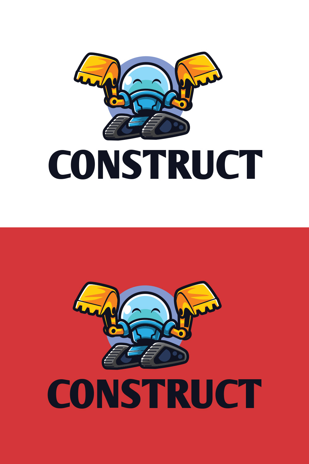 Excavator Robot Mascot Logo pinterest preview image.