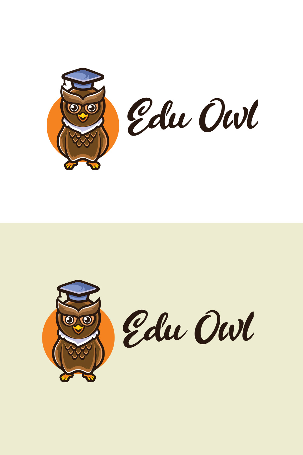 Edu Owl Character Logo Design pinterest preview image.