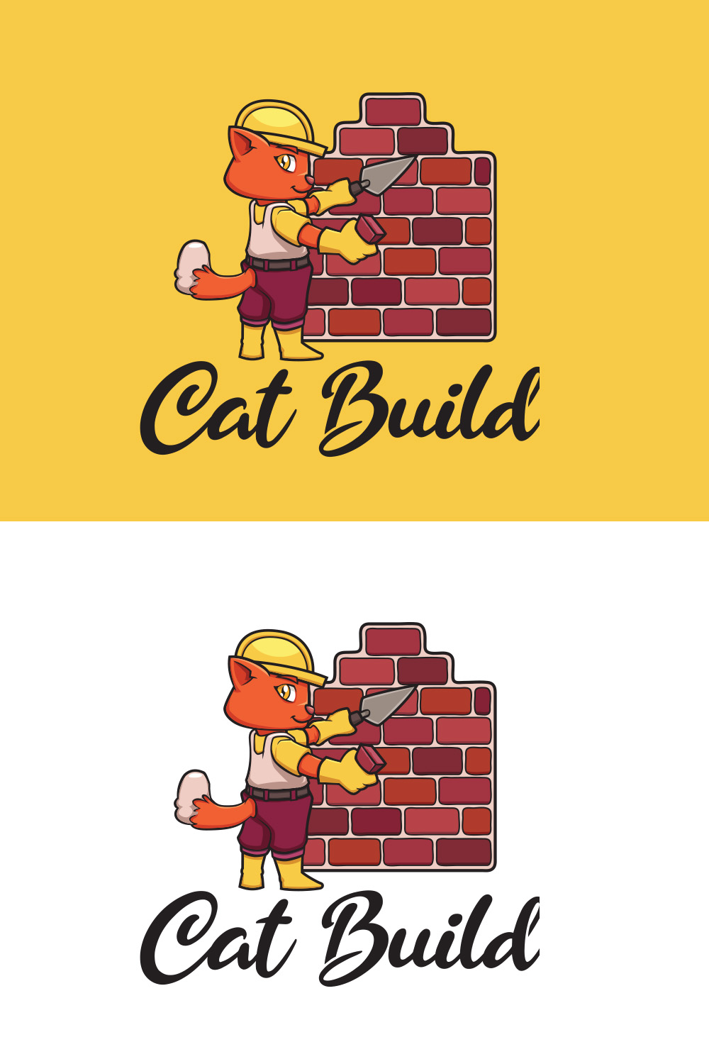 Cat Builder Character Mascot Logo pinterest preview image.