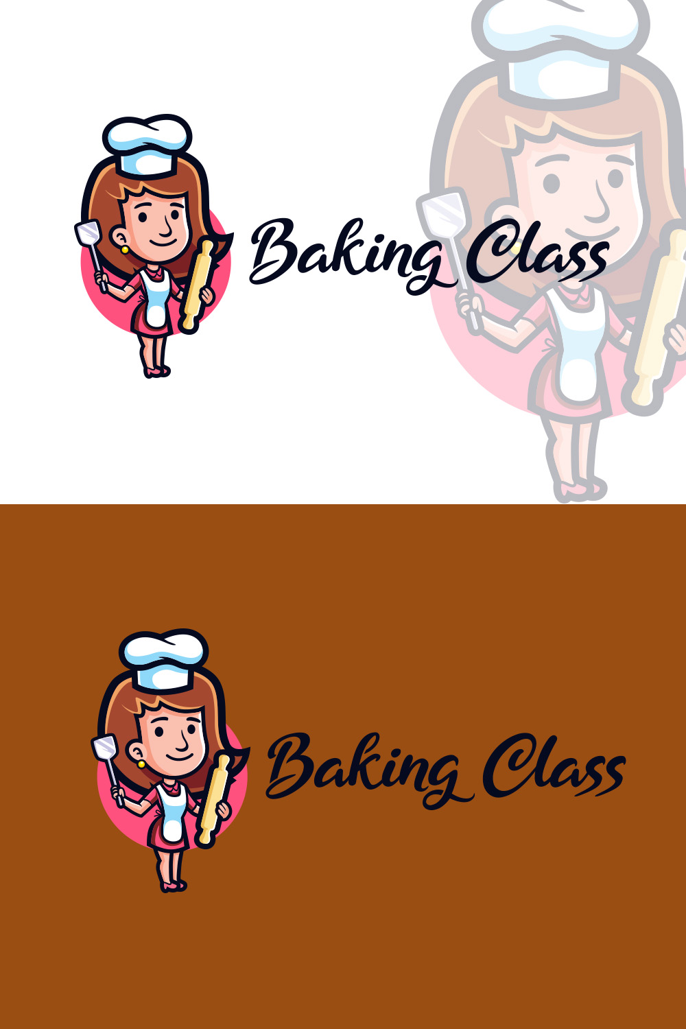 Female Cooking Mentor Character Logo Design pinterest preview image.