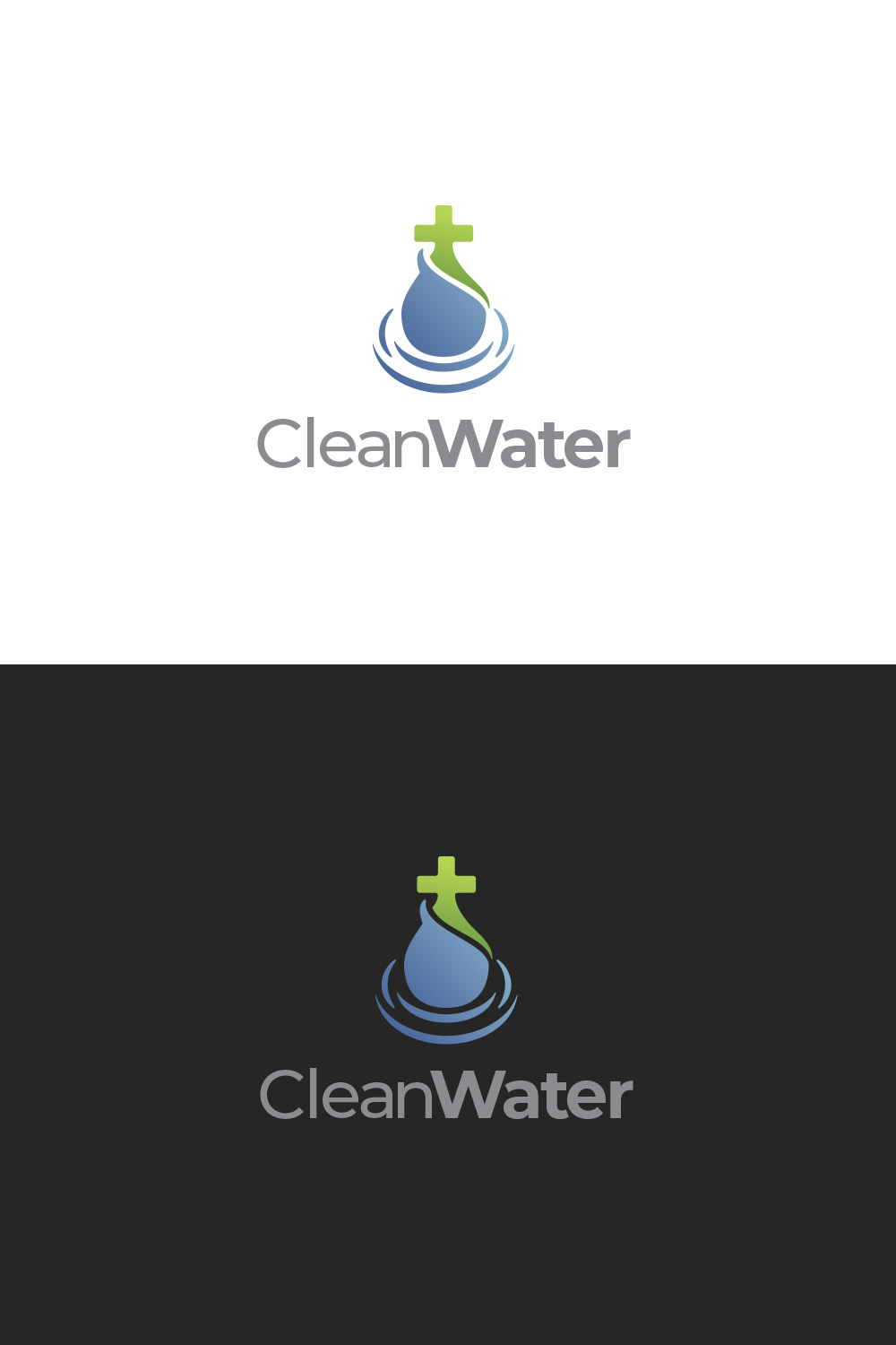 Clean Water - Water Drop And Cross Logo pinterest preview image.