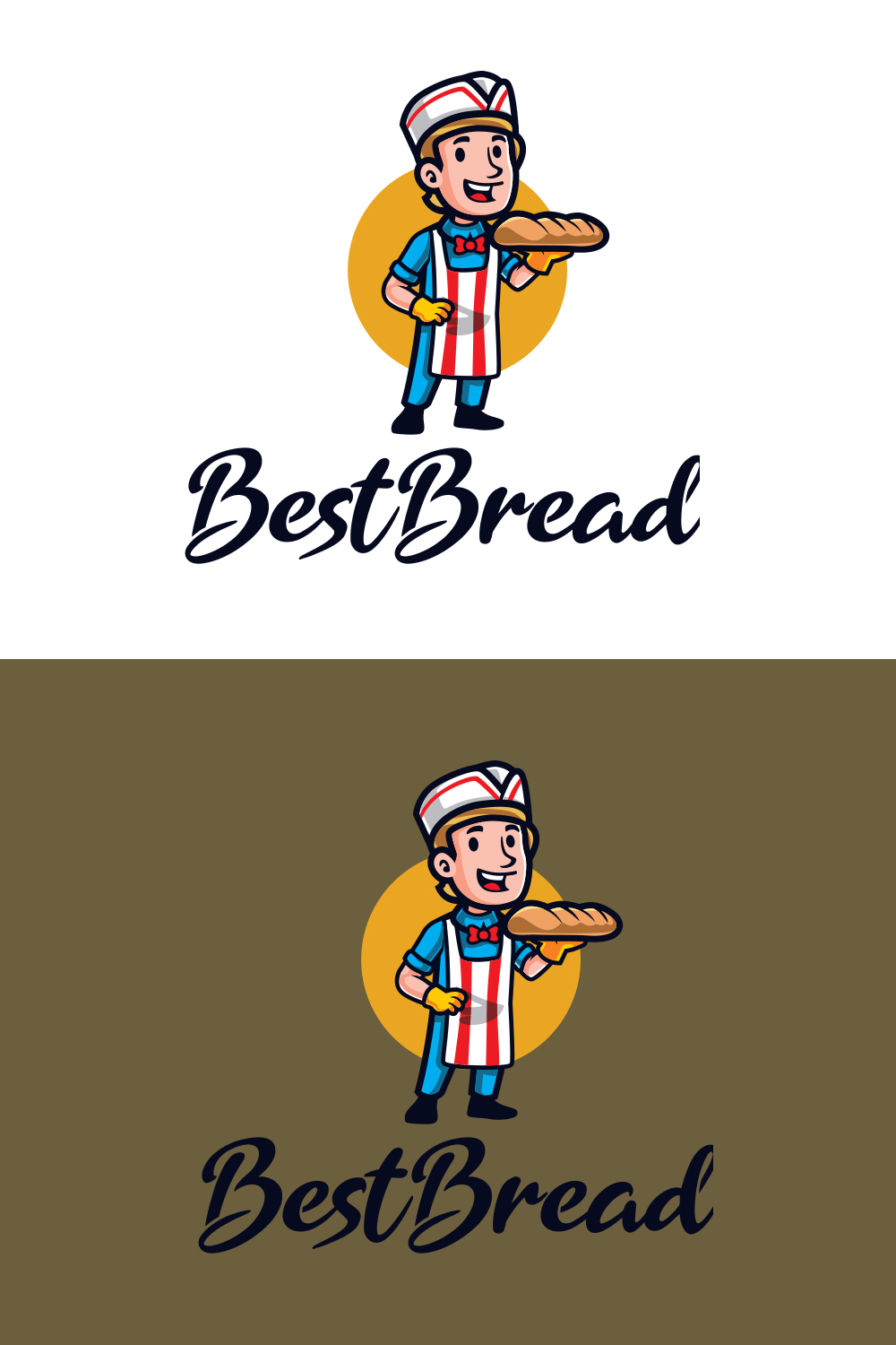 Best Bread - Chef Mascot Logo Design pinterest preview image.