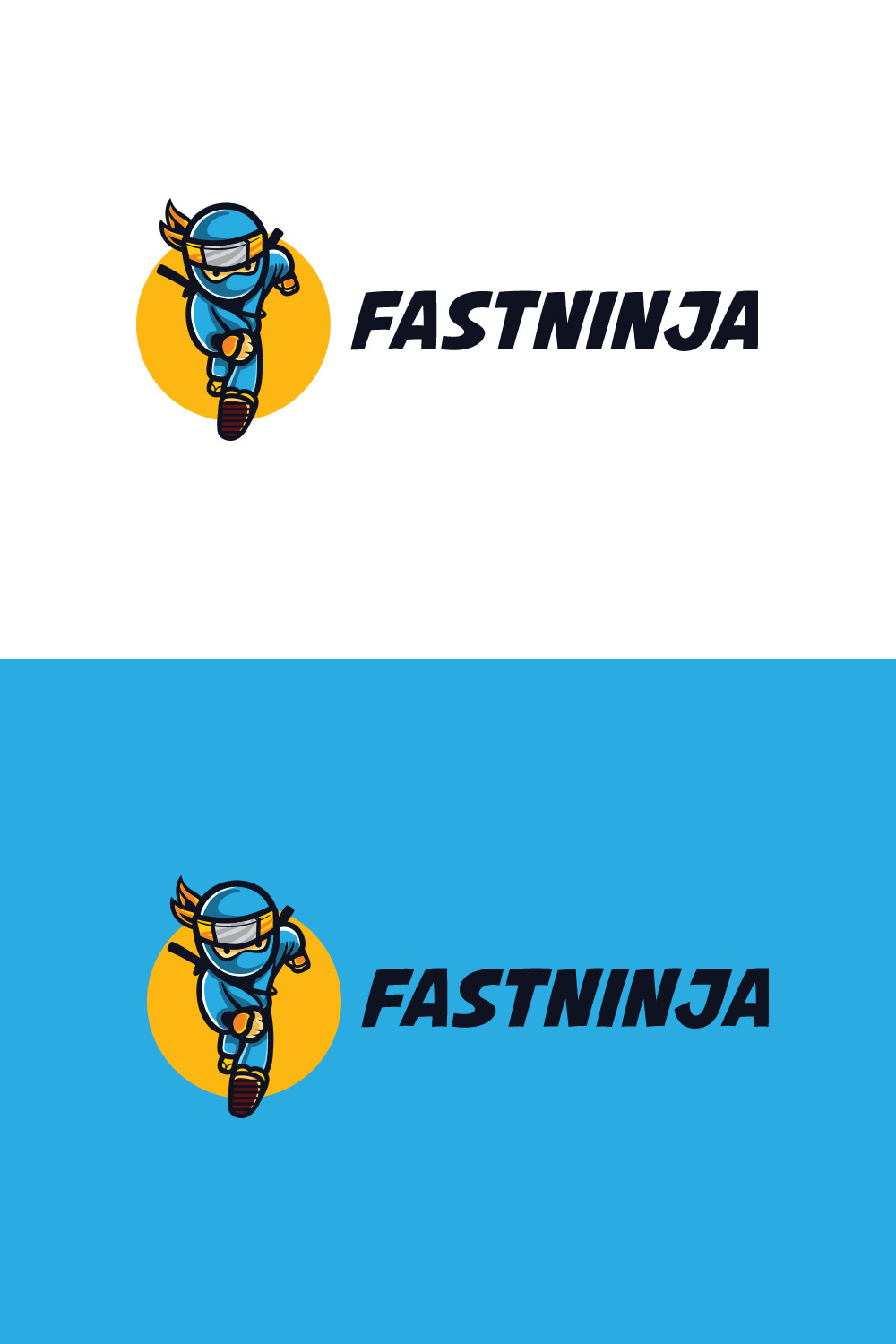 Fast Ninja Cartoon Character Logo pinterest preview image.