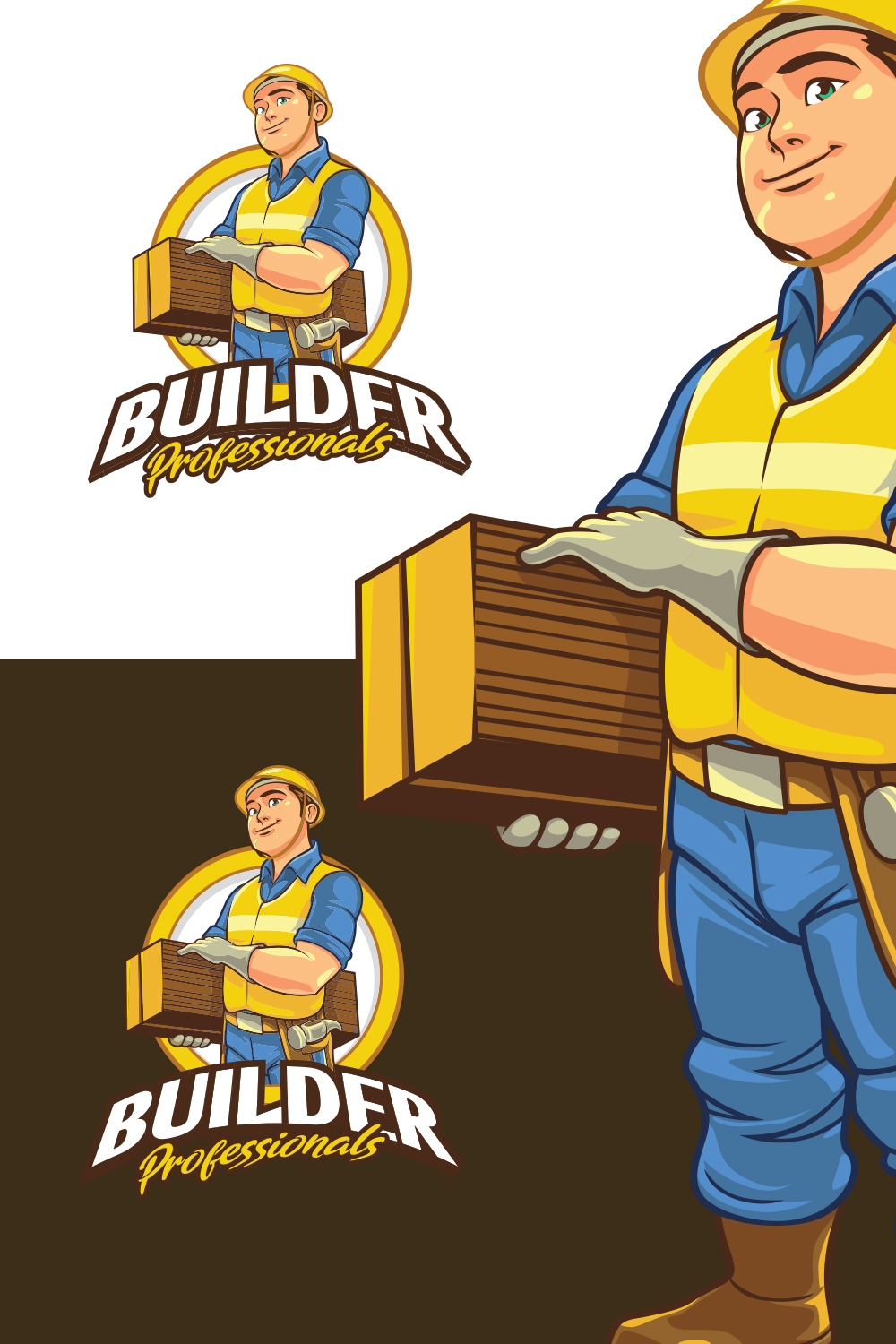 Builder Profesional Character Mascot Logo pinterest preview image.