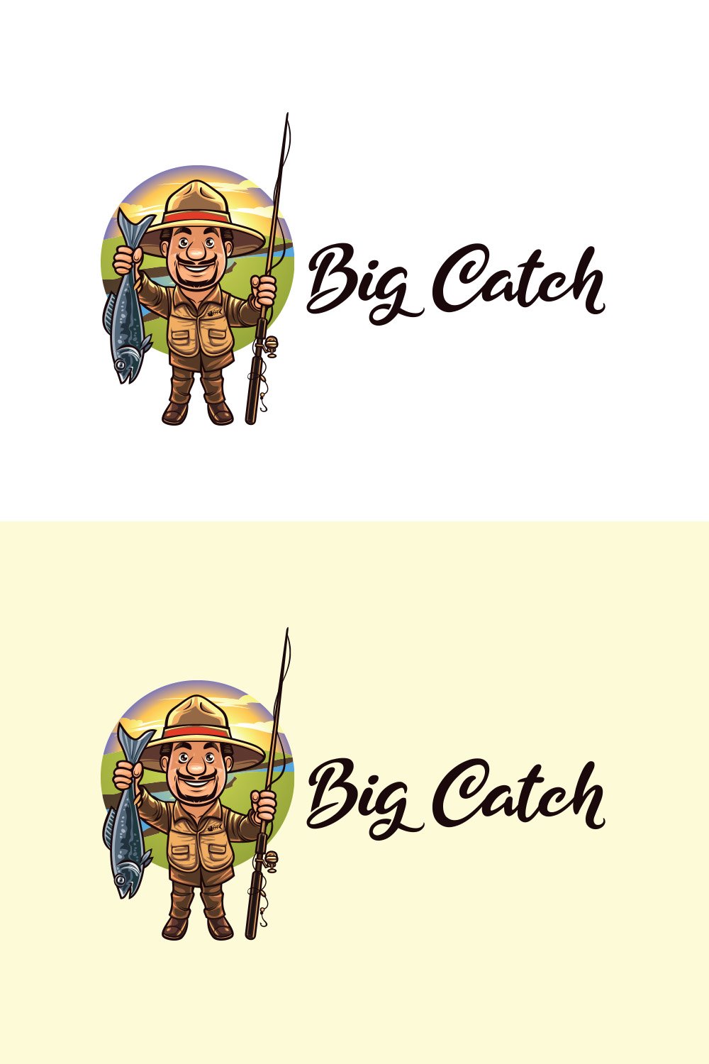 Angler Character Mascot Logo Design pinterest preview image.