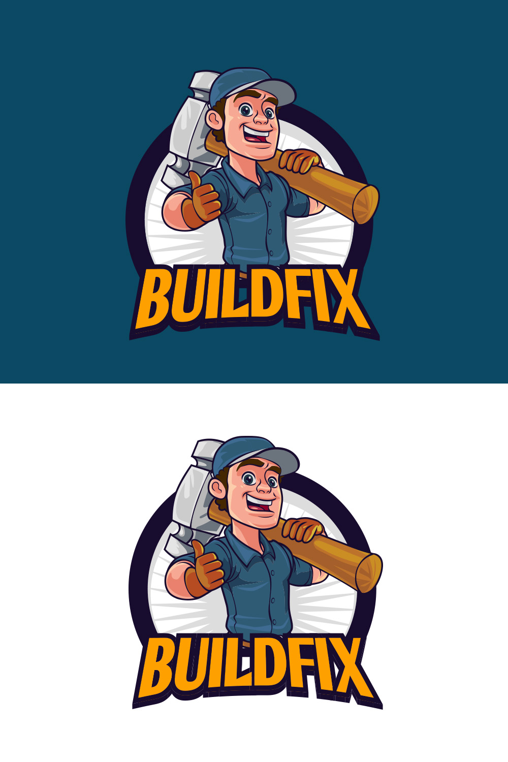 Handyman Character Logo Design pinterest preview image.