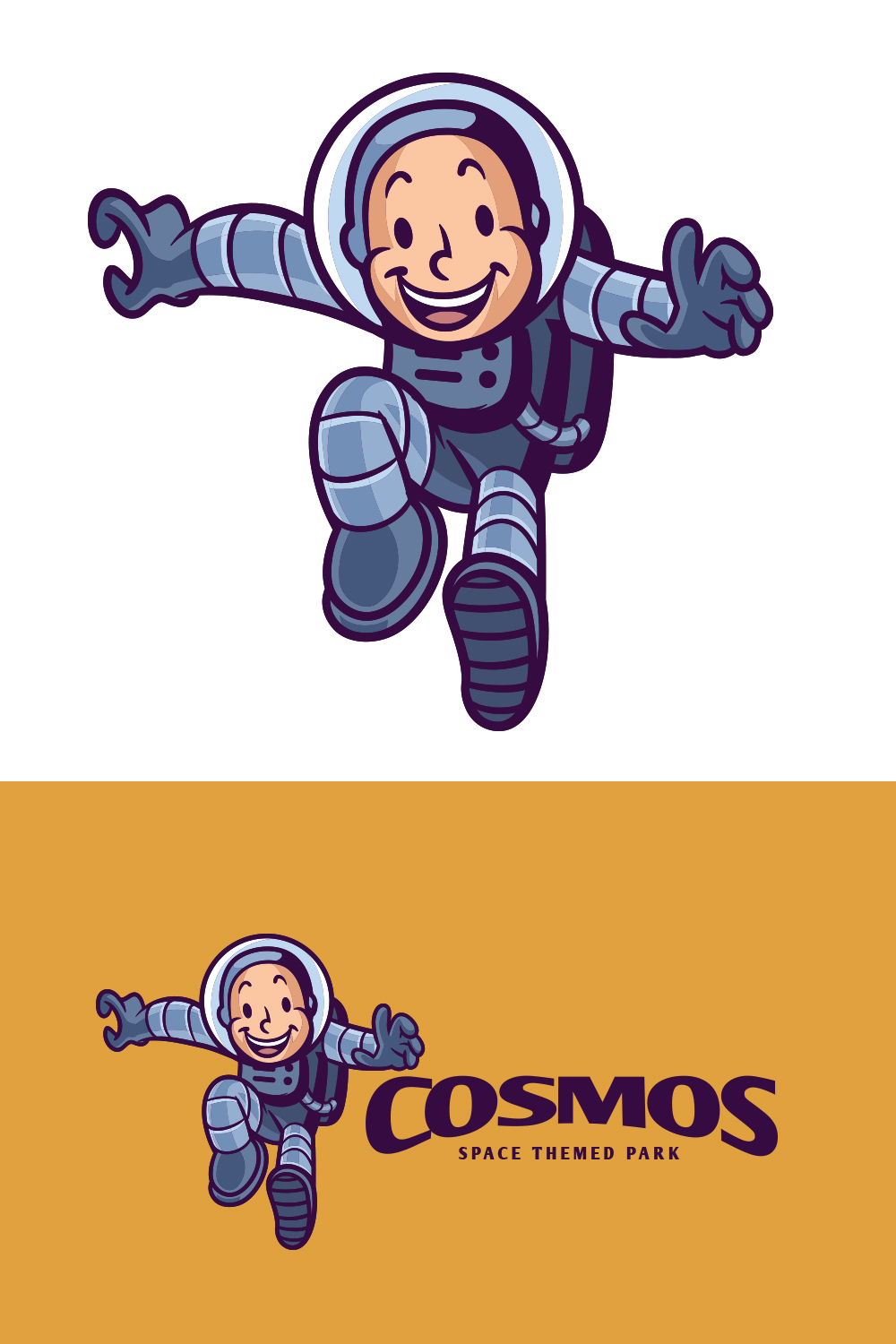 Astronaut Character Mascot Logo Design pinterest preview image.