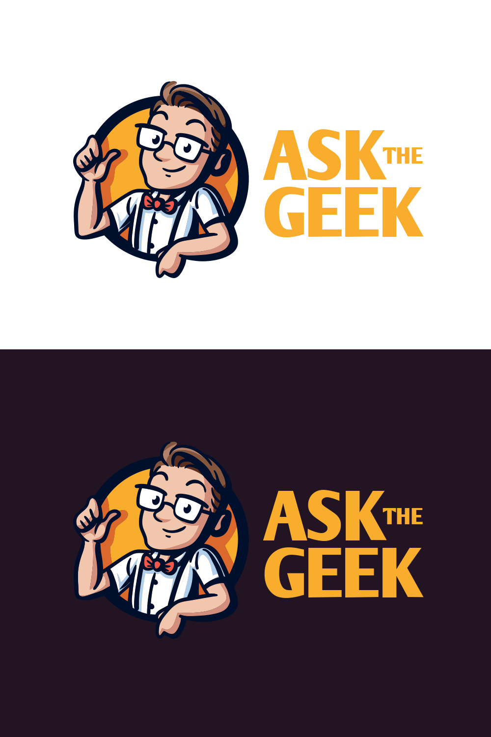 Ask The Geek - Geek Character Mascot Logo pinterest preview image.