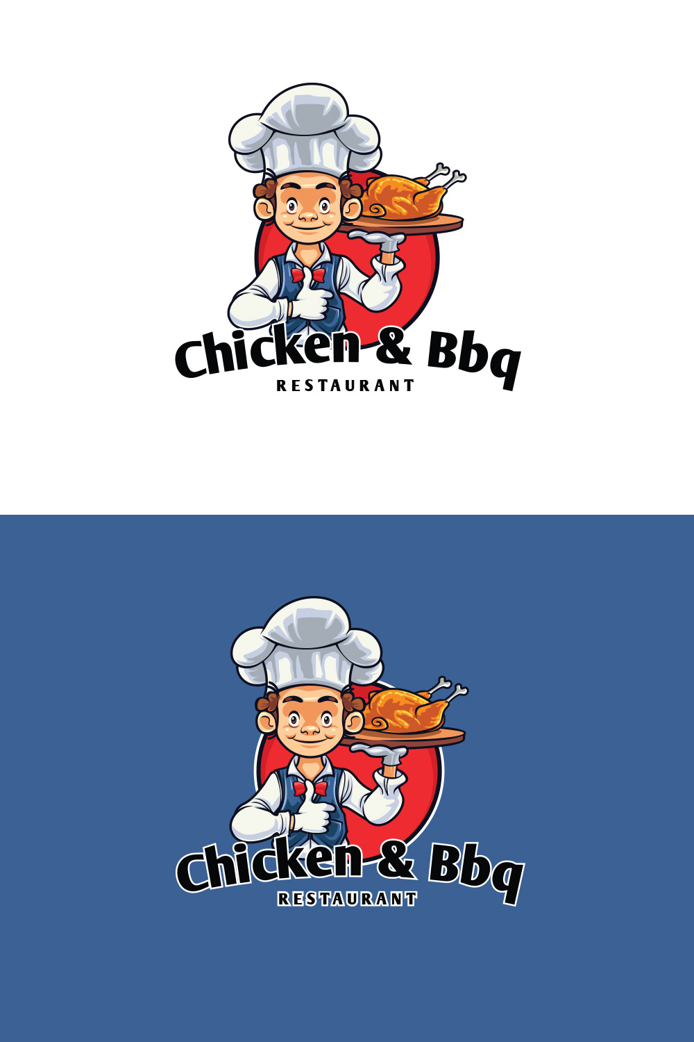 Chicken & BBQ - Cartoon Chef Mascot Design pinterest preview image.