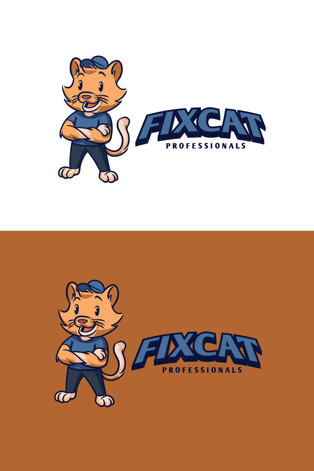 Cat Handyman Character Mascot Logo pinterest preview image.