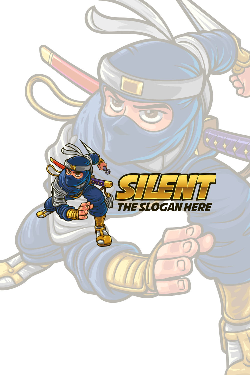 Blue Ninja Character Mascot Logo Design pinterest preview image.